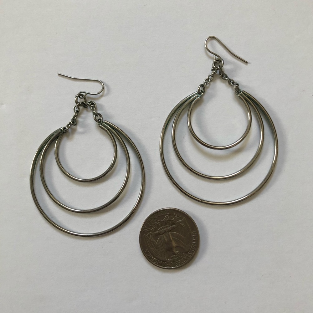 Silver Dangle Multi Hoop - Picture 2 of 4